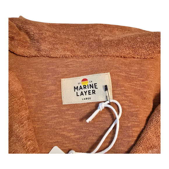 Marine Layer Terry Out Resort Shirt Womens Size L Sierra/Brown Preppy Casual - Picture 5 of 10
